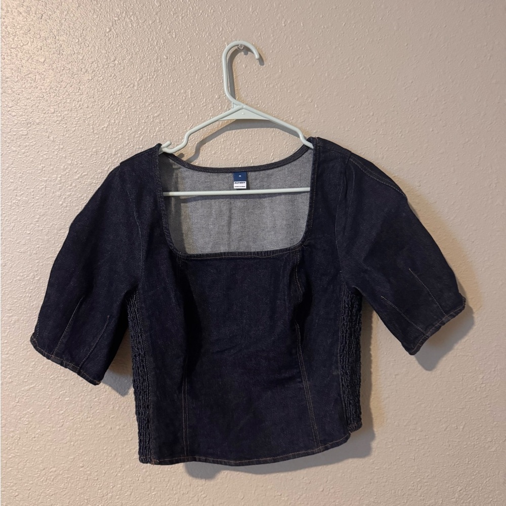 NWOT Old Navy Square-Neck Denim Cropped Top size Medium - Picture 4 of 7